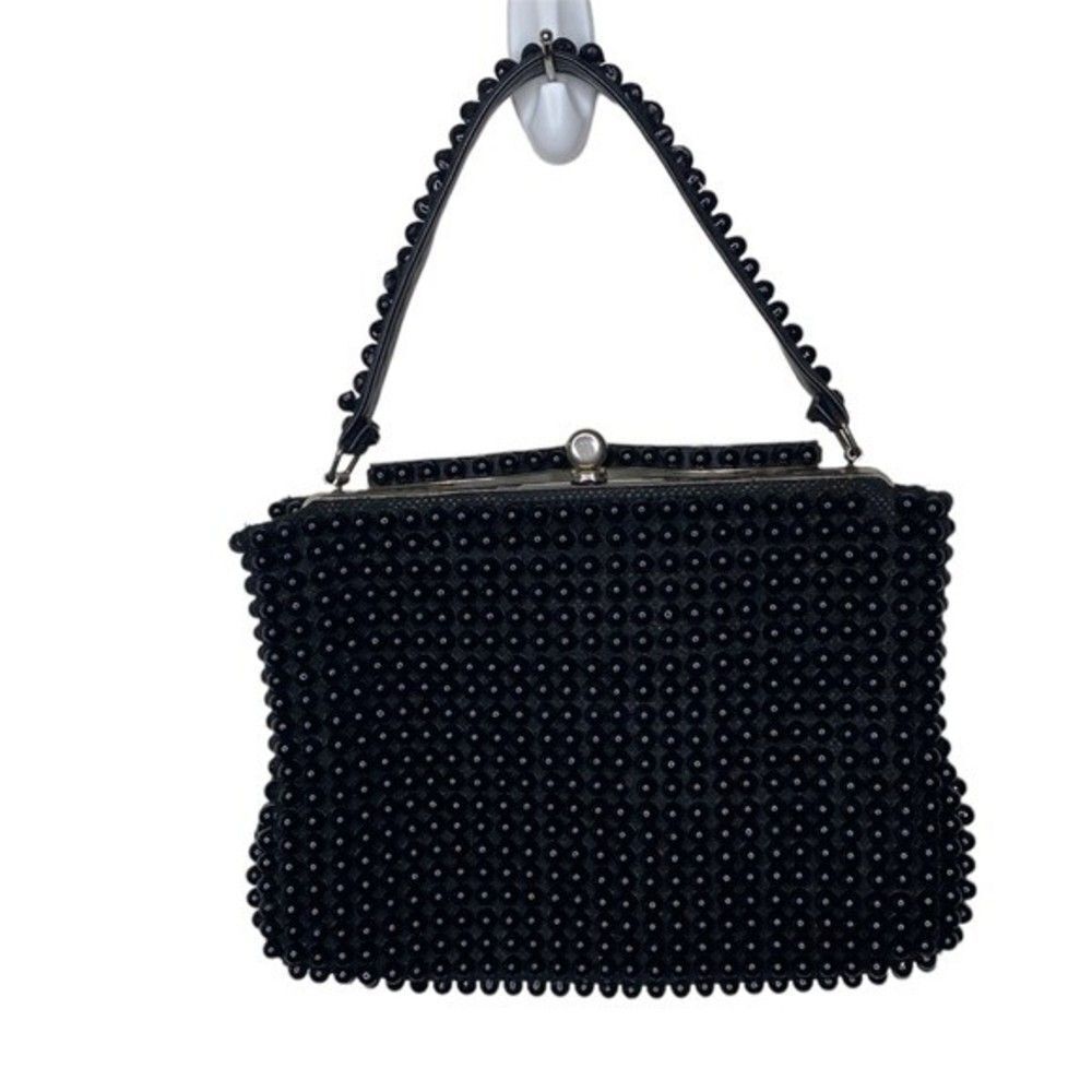 Vintage 50s 60s 70s 1950s 1960s 1970s black beaded purse retro antique